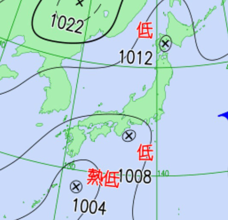 27日午前9時の予想天気図（26日午前9時、気象庁発表）