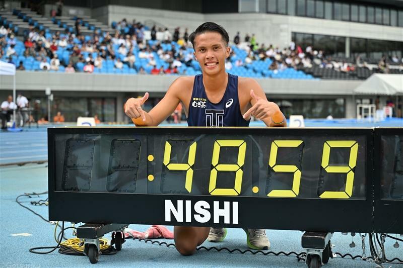 24年日本インカレ男子400mH準決勝でU20日本新記録の48秒59をマークした下田隼人（東洋大）