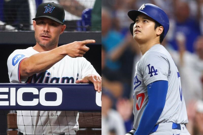 大差がついたゲームで大谷（右）との勝負を避けなかったシューメーカー監督（左）。(C)Getty Images