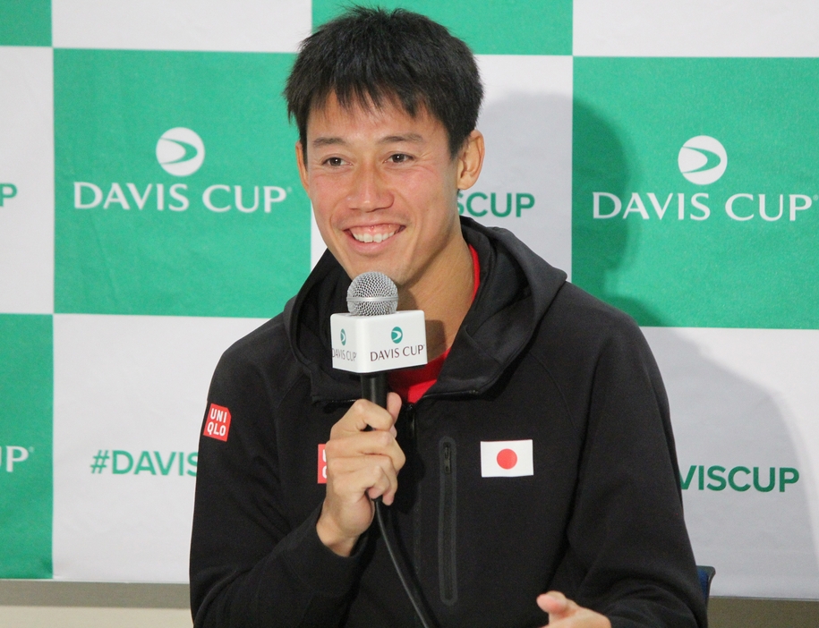 会見での錦織圭[写真/tennis365.net]