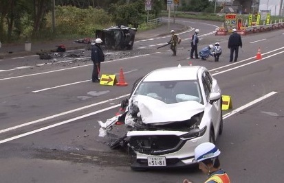 酒気帯び運転で衝突し死亡事故が起きた現場（小樽市）9月22日