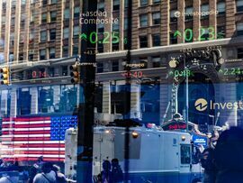 The Nasdaq MarketSite in New York. Photographer: Jeenah Moon/Bloomberg