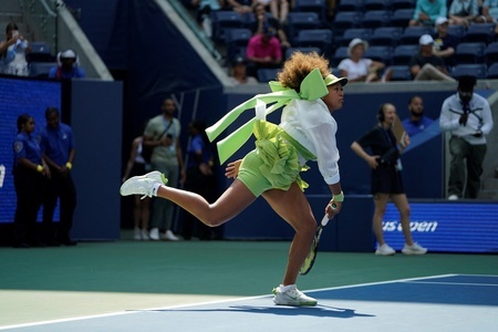 全米オープンテニス、女子シングルス1回戦。試合前のウオーミングアップに臨む大坂なおみ（2024年8月27日撮影）。