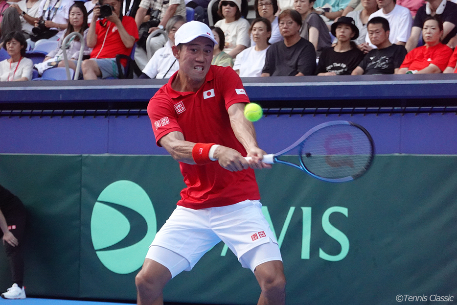 デビスカップで8年ぶりの勝利を挙げた錦織圭（写真：テニスクラシック）