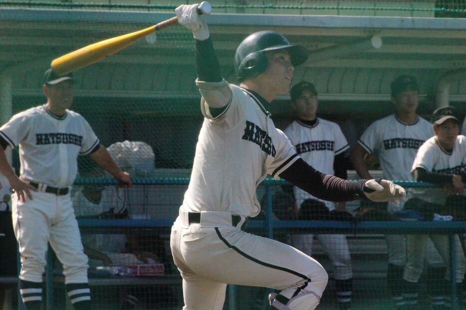 松商学園時代の菱田 万尋外野手（城西国際大）