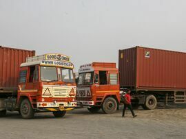 Trucks at Jawaharlal Nehru Port.