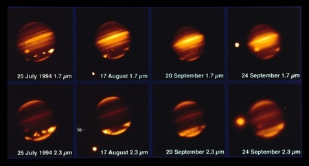 1994年7月、「シューメーカー・レビー第9彗星（D/1993 F2）」が衝突した直後の木星を捉えた画像。欧州南天天文台（ESO）のMPG/ESO2.2m望遠鏡搭載の赤外線カメラIRACで撮影（2021年3月18日公開）。