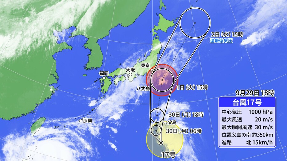 台風17号の予想進路