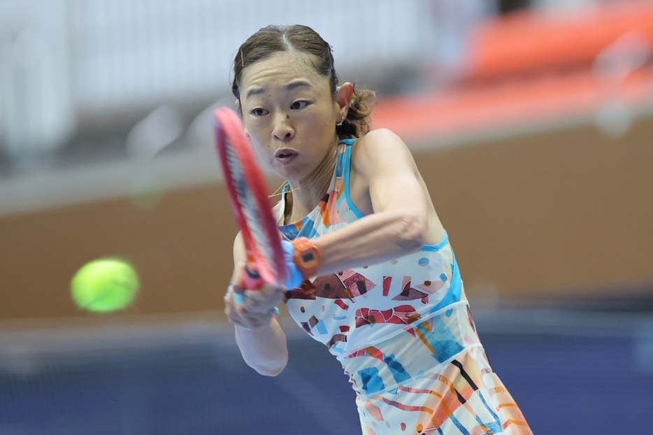 「GS YUASA OPEN 2024 ITF World Tennis Tour W35 Kyoto」（京都・かたおかアリーナ京都：京都市体育館）で女子シングルス2回戦に進出した波形純理（フリー）（写真提供◎京都府テニス協会、撮影◎JET田中）