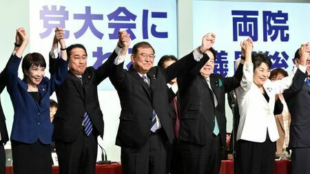 決選投票で高市早苗経済安保担当相を逆転し、自民党総裁選に勝利した石破茂氏（写真：JMPA）