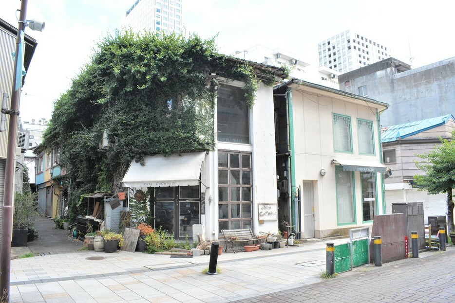 共同改修でカフェやギャラリーなどが入る建物に生まれ変わる新栄商店街の一角＝8月20日、福井県福井市中央1丁目