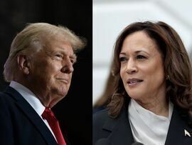 Donald Trump and Kamala Harris Photographer: Stephen Maturen/Getty Images and Ting Shen/Bloomberg