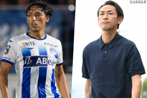 山田拓巳（左）と渡邉晋監督（右）[写真]=J.LEAGUE