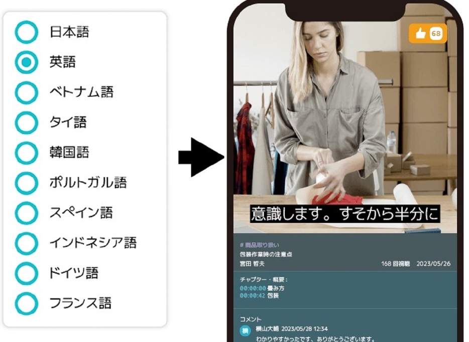 動画の音声言語を選択すると日本語字幕を自動生成する