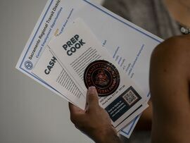 An attendee at a hiring event in Sacramento, California, US. Photographer: David Paul Morris/Bloomberg