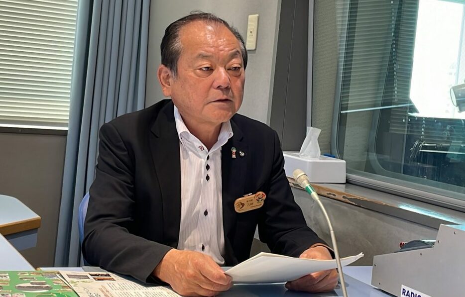 多可町の魅力について語る吉田一四町長（2024年9月25日　ラジオ関西スタジオにて）