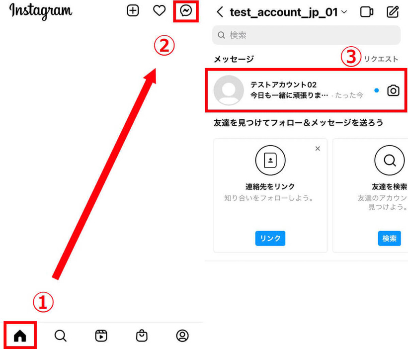 DMのスレッドリストを開く方法1