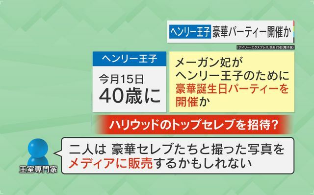 ヘンリー王子 誕生日に豪華パーティー開催か？