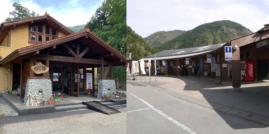 「のめこいの湯」は、道の駅たばやまの駐車場から丹波川にかかる吊り橋を渡った先にあります