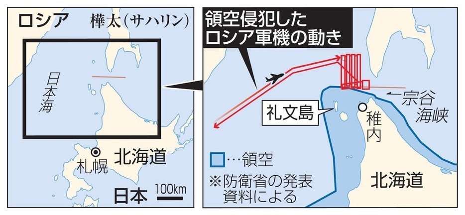 領空侵犯したロシア軍機の動き