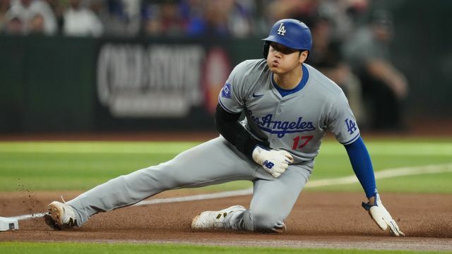 今季46個目の盗塁を決めたドジャースの大谷翔平選手(写真:日刊スポーツ/アフロ)