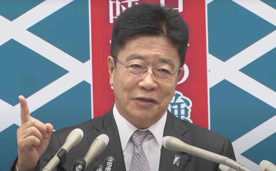 ［写真］総裁選への立候補を表明した自民党の加藤勝信元官房長官＝10日午前、都内で