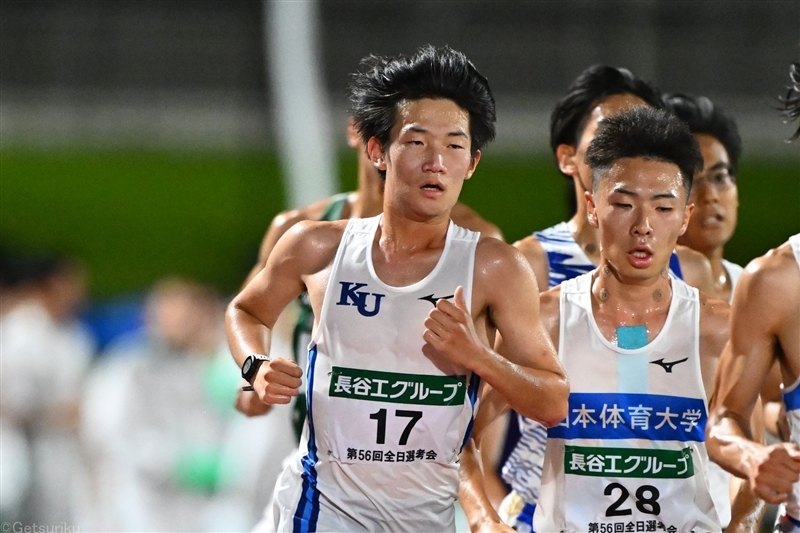 6月の全日本大学駅伝関東地区選考会4組で力走する宮本