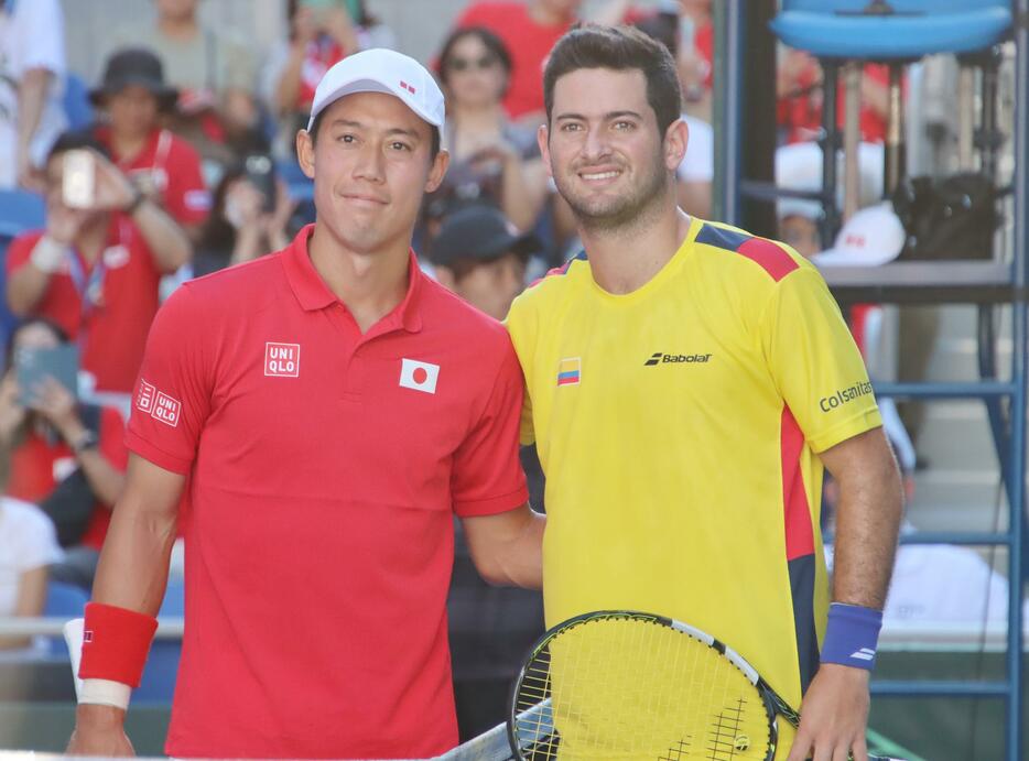 錦織圭とニコラス・メヒア[写真/tennis365.net]