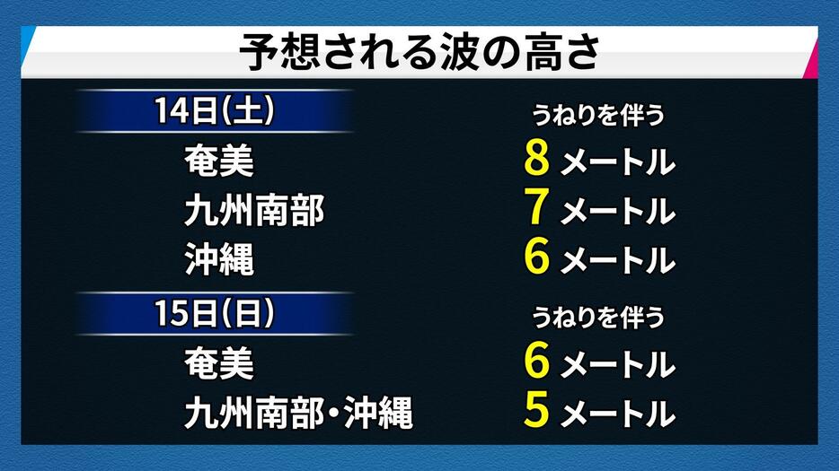 予想される波の高さ