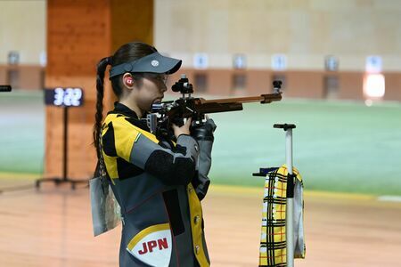 ライフル射撃成年女子50メートルライフル三姿勢　２位を飾った井浦一希（今村病院）＝大分県