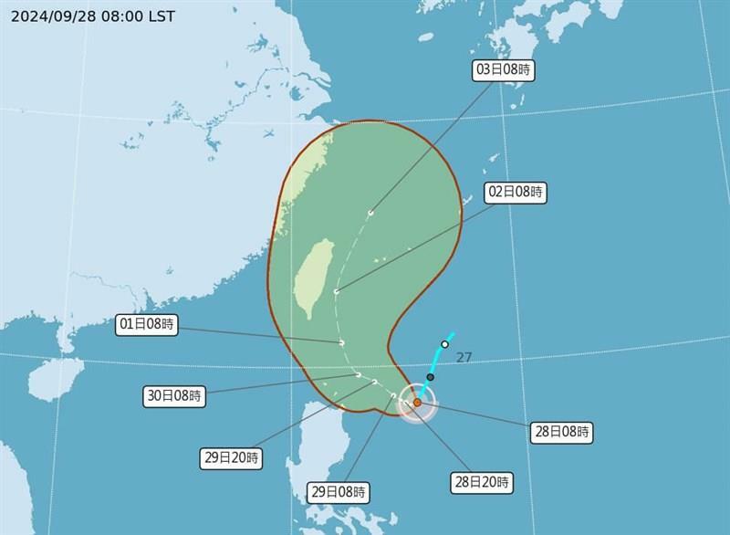 台風18号の進路の予想図（中央気象署提供）