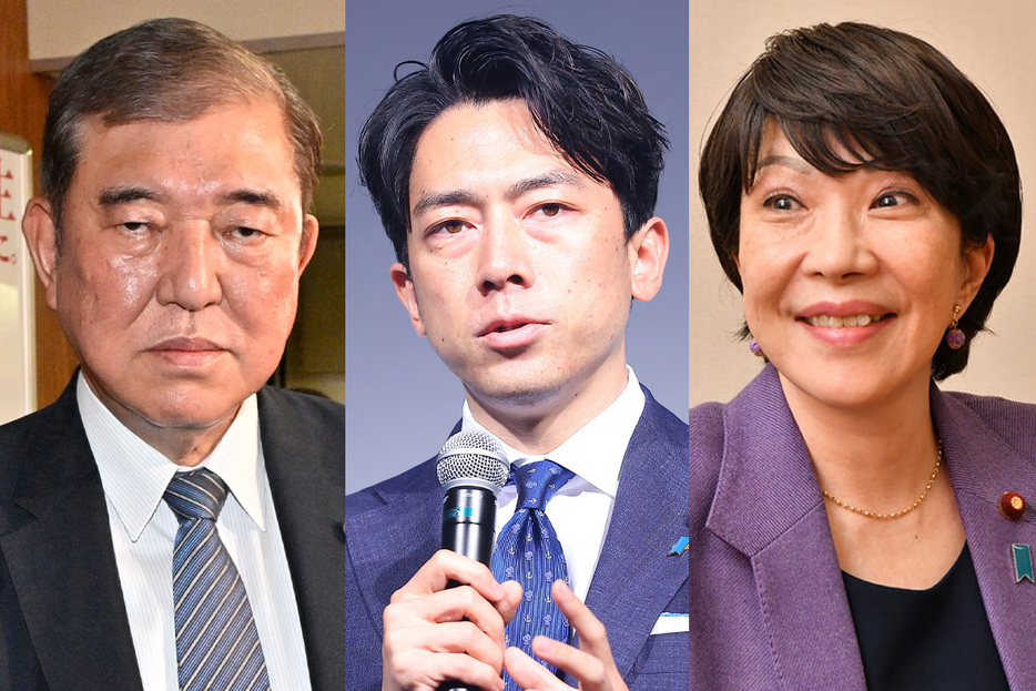 誰が残る（左から石破氏、進次郎氏、高市氏）