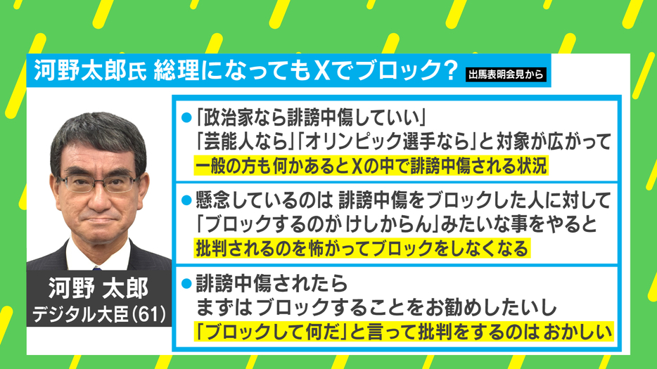 河野大臣のブロックに対する考え方