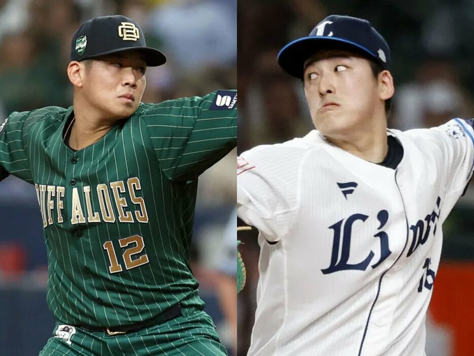 オリックス・山下舜平大、西武・隅田知一郎(C)Kyodo News