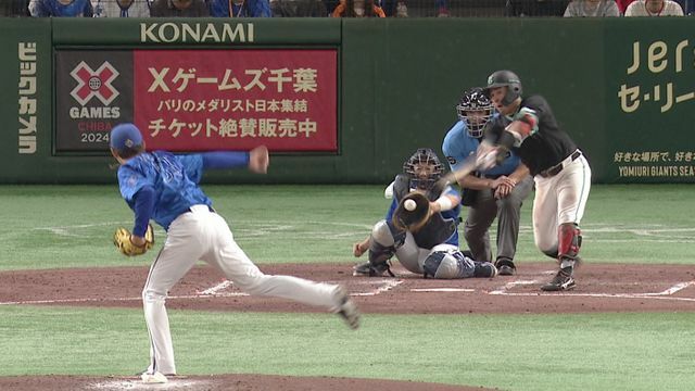 2番手・中川颯投手が浅野翔吾選手から空振り三振（画像:日テレジータス）