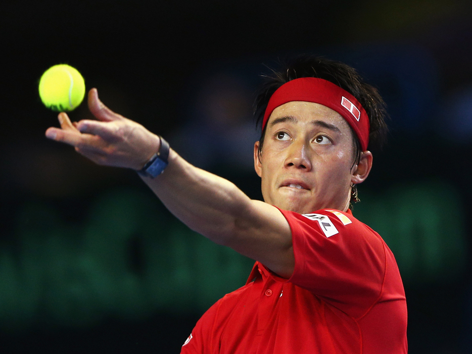 写真は2016年デビスカップ・ワールドグループ1回戦（イギリス・バーミンガム）での錦織圭（ユニクロ）（Getty Images）