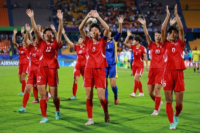 ラウンド16でオーストリアを下して８強入りを決めたU-20北朝鮮女子代表。(C)Getty Images