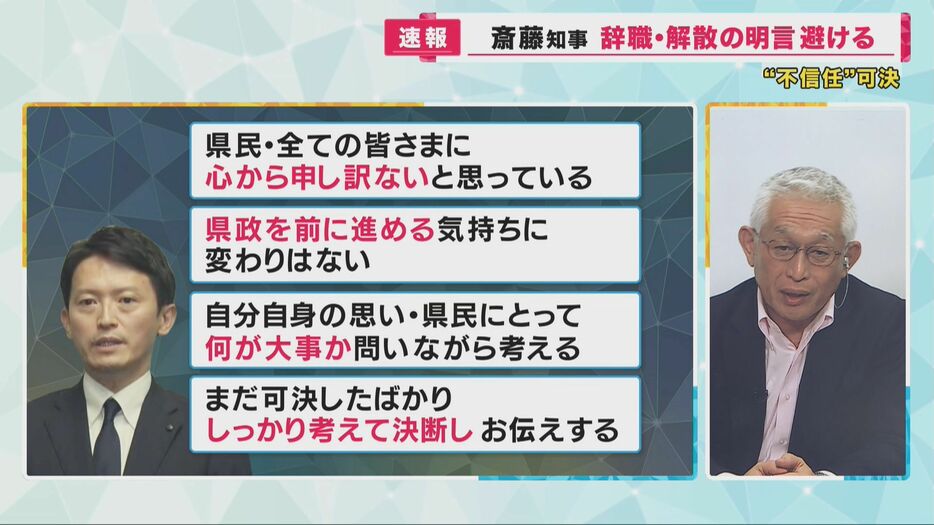 不信任決議案可決後の斎藤知事の発言　「ショック」と語る泉房穂氏