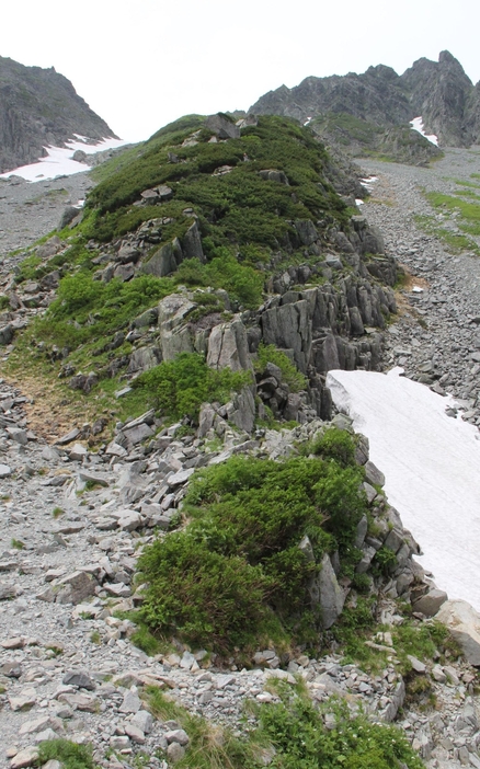 奥穂高岳への登山道「ザイテングラート」=2016年