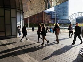 Commuters enter Birmingham New Street railway station. Photographer: Chris Ratcliffe/Bloomberg