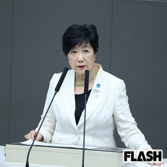 第3回都議会定例会で所信表明演説をおこなった小池都知事（写真・長谷川新）