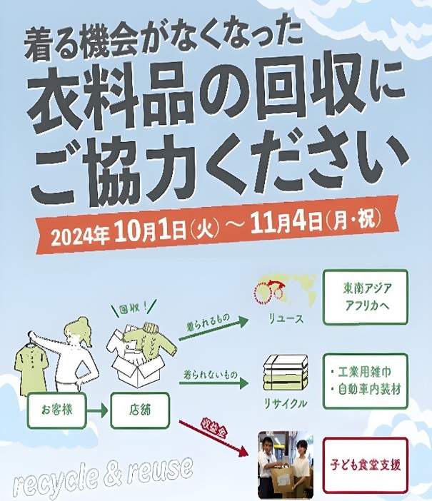 関西圏70店舗の「ライフ」で衣料品回収を実施　収益金は「子ども食堂」支援に活用