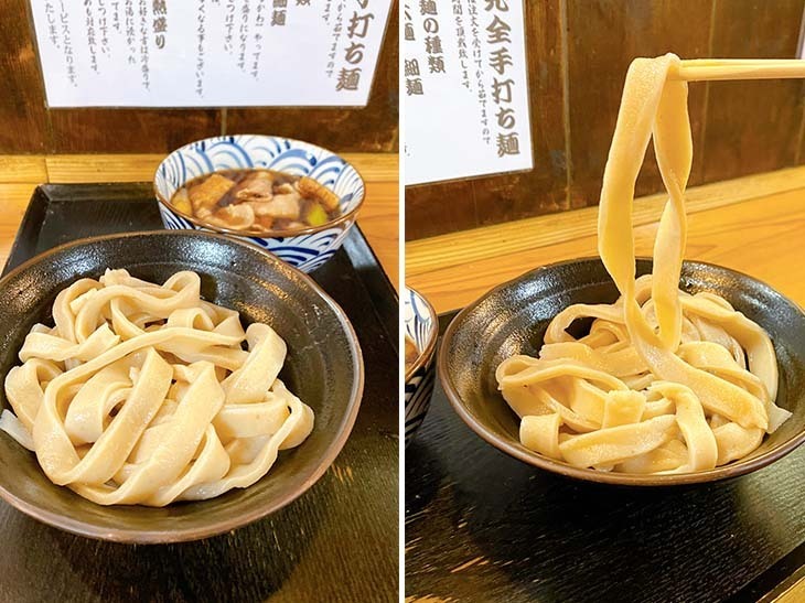 「肉汁つけうどん」（極太麺、冷や盛）880円