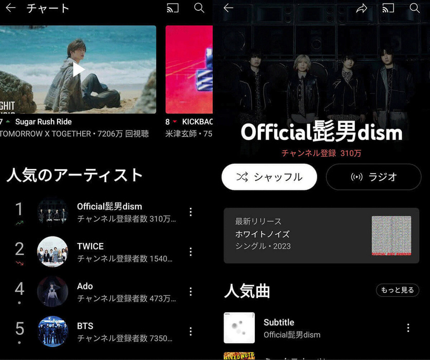 （画像は「YouTube Music」より引用）