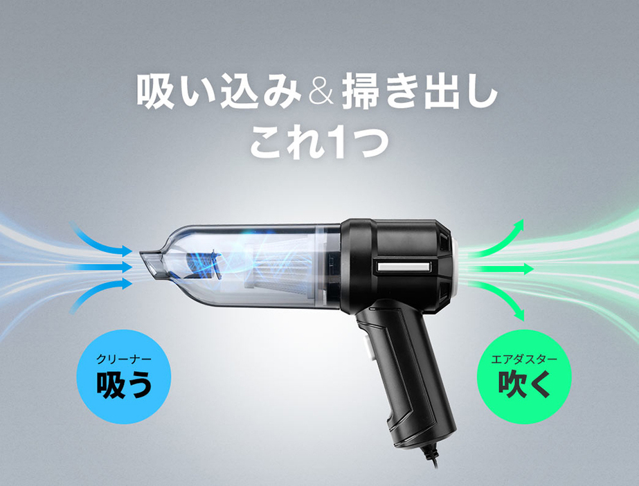 1台でハンディクリーナーとエアダスターの2つの機能を持つ