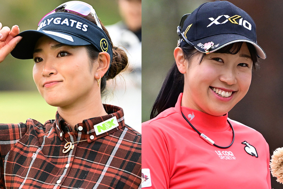 JLPGAの公式インスタグラムに登場した原英莉花（左）と菅沼菜々　写真：Getty Images