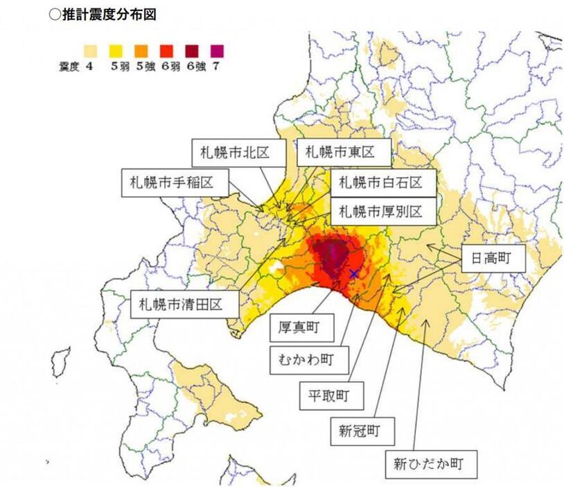 推計震度分布図（気象庁資料より）