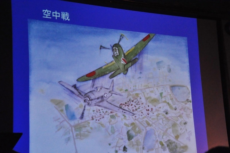 [写真]滋賀の疎開先で起きた隼とグラマンによる空中戦のイラスト