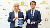2022年10月の記者説明会。左がMDVの岩崎博之社長、右がセンシングの金一石CEO（写真提供：メディカル・データ・ビジョン）