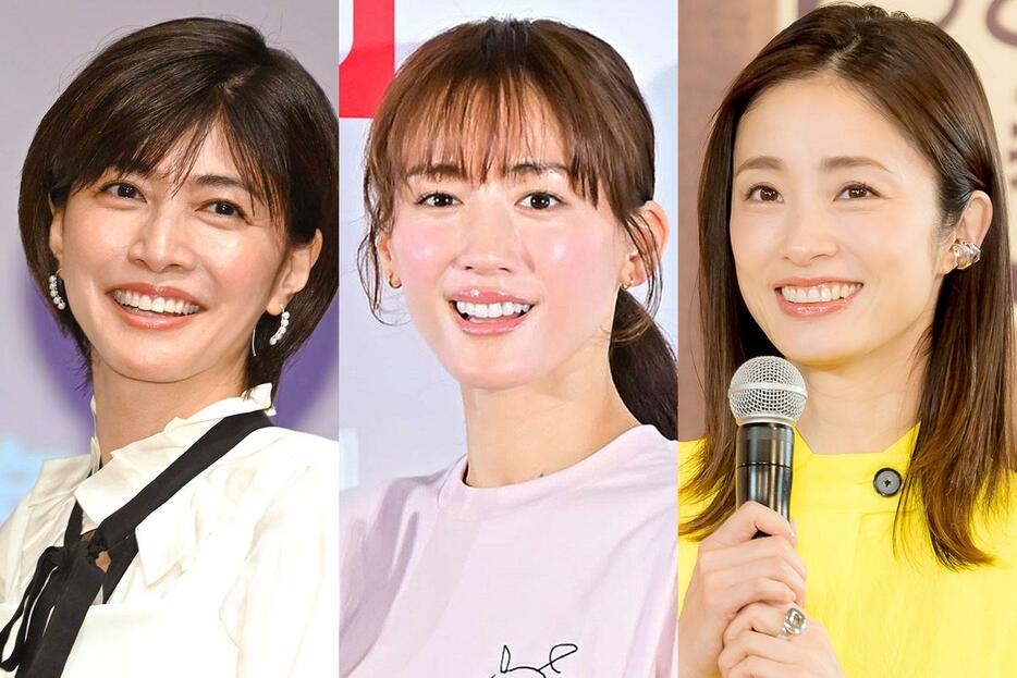 （左から）内田有紀さん、綾瀬はるかさん、上戸彩さん